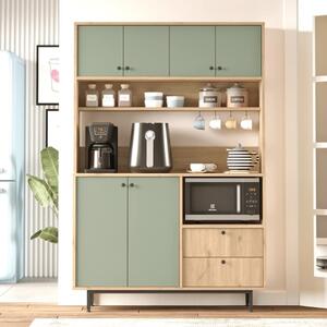 Mobile da cucina dispensa multiuso microonde 120xH180 cm rovere verde Bakery