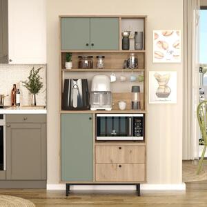 Mobile da cucina dispensa multiuso microonde 88xH180 cm rovere verde Roll