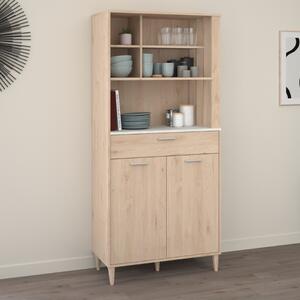 Mobile da cucina dispensa multiuso microonde 83xH182 cm rovere bianco Cooking