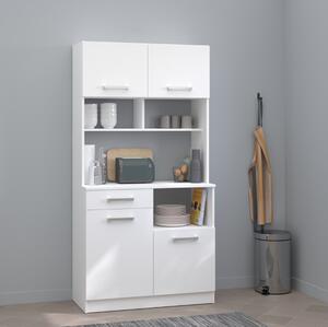 Mobile da cucina dispensa multiuso microonde 90xH177 cm bianco Bakery