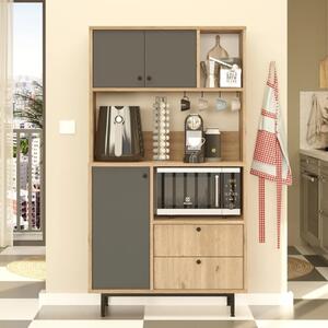 Mobile da cucina dispensa multiuso microonde 88xH161 cm rovere antracite Mug
