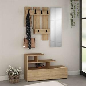 Mobile ingresso moderno 100xH61 cm appendiabiti scarpiera rovere Trinity