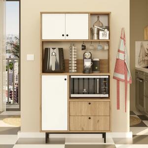 Mobile da cucina dispensa multiuso microonde 88xH161 cm bianco rovere Mug