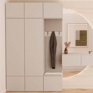 Mobile ingresso moderno 150xH238 cm doppio armadio cassapanca beige Berlino