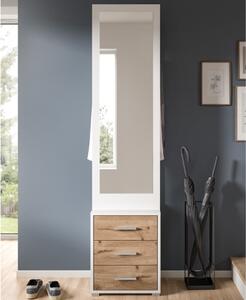 Mobile ingresso appendiabiti con specchio 3 cassetti 45xH190 bianco rovere Elyon