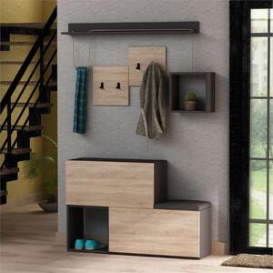 Mobile ingresso moderno 120xH88 appendiabiti rovere antracite Ascona