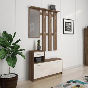 Mobile ingresso moderno specchio 100xH190 noce bianco spatolato Tobia