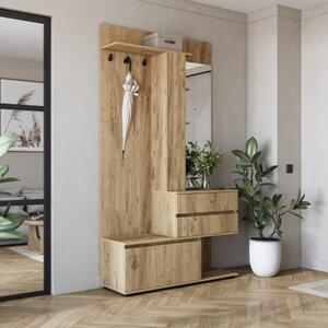 Mobile ingresso moderno appendiabiti specchio 120xH223 rovere Lima