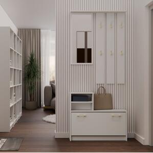 Mobile ingresso moderno 85xH180 cm appendiabiti scarpiera beige Assen