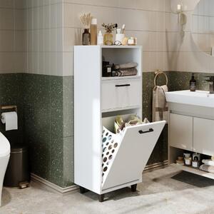 Mobile lavanderia colonna bagno cesto portabiancheria 45xH125 bianco Sirena