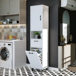 Mobile lavanderia colonna bagno cesto portabiancheria 45xH200 bianco Sirena