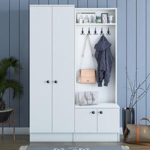 Mobile ingresso moderno design 120xH183 appendiabiti bianco Bolton