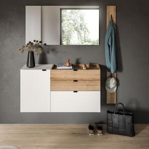 Mobile ingresso moderno specchio attaccapanni 158xH194 bianco rovere Liria