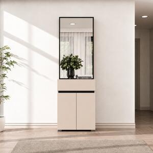 Mobile ingresso moderno 70 cm specchio scarpiera cassapanca beige nero Origami