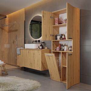 Mobile lavanderia 3 ante 1 cesto portabiancheria 60xH174 rovere oldwook Pods