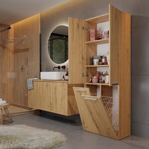 Mobile lavanderia 2 ante 2 cesti portabiancheria 60xH174 rovere oldwook Soap-2