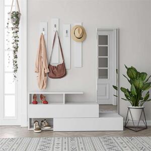 Mobile ingresso moderno specchio 137xH154 cm appendiabiti bianco Cooper