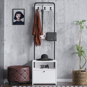 Mobile ingresso moderno design 50xH170 appendiabiti bianco nero York