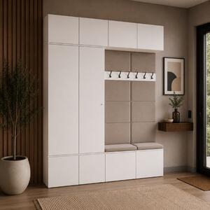 Mobile ingresso moderno 200xH238 cm cassapanca bianco Berlino