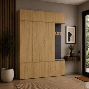Mobile ingresso moderno 200xH238 cm armadio cassapanca quercia Berlino