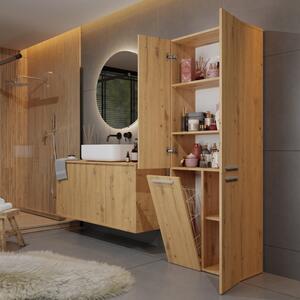 Mobile lavanderia 3 ante 1 cesto portabiancheria 60xH174 rovere oldwook Soap