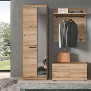Mobile ingresso moderno appendiabiti specchio 167xH197 cm rovere Bloom