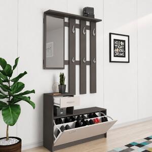 Mobile ingresso moderno specchio 100xH190 grigio beige cashmere Tobia