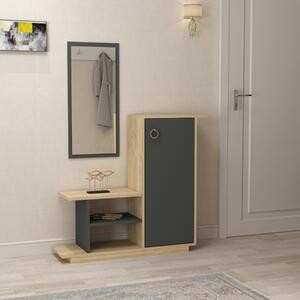 Mobile ingresso moderno 80xH90 specchio appendiabiti rovere antracite Fresh