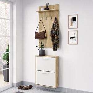 Mobile ingresso scarpiera moderna 2 ante cappottiera 54xH181 bianco rovere Queri