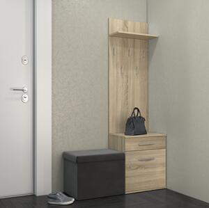 Mobile ingresso moderno 50xH181 cm appendiabiti rovere Helena