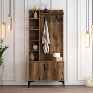 Mobile ingresso moderno design 90xH200 appendiabiti noce Stafford