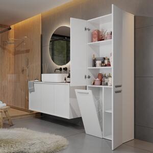 Mobile lavanderia 3 ante 1 cesto portabiancheria 60xH174 bianco opaco Soap