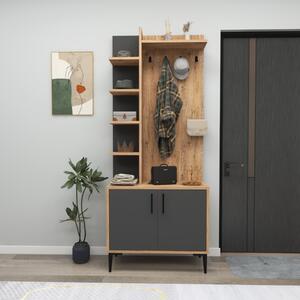 Mobile ingresso moderno design 74xH182 appendiabiti rovere antracite Moss