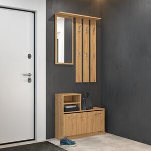 Mobile ingresso moderno 85xH180 cm appendiabiti scarpiera rovere oldwook Assen
