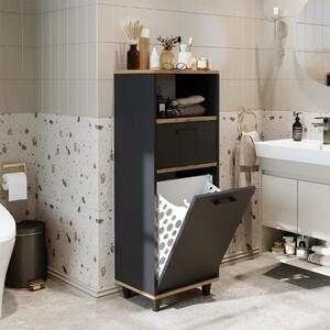 Mobile lavanderia colonna bagno cesto portabiancheria 45xH125 rovere antracite Sirena