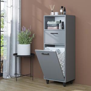 Mobile lavanderia colonna bagno cesto portabiancheria 45xH125 grigio Sirena