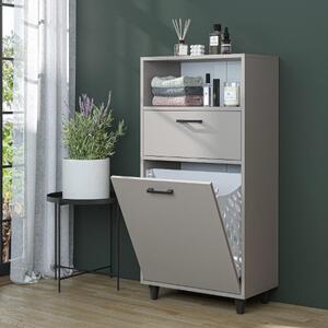 Mobile lavanderia colonna bagno cesto portabiancheria 45xH125 tortora Sirena