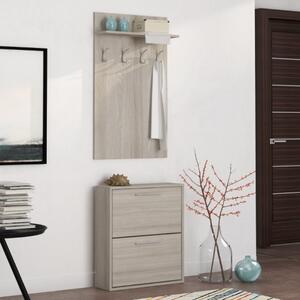 Mobile ingresso scarpiera moderna 2 ante cappottiera 54xH181 rovere grigio Queri