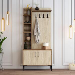 Mobile ingresso moderno design 90xH200 appendiabiti noce rovere Stafford