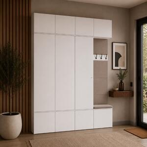 Mobile ingresso moderno 200xH238 cm armadio cassapanca bianco Berlino
