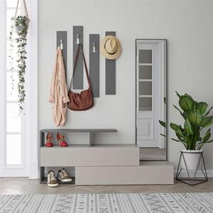 Mobile ingresso moderno specchio 137xH154 cm appendiabiti tortora antracite Cooper