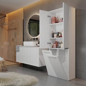 Mobile lavanderia 2 ante 2 cesti portabiancheria 60xH174 bianco opaco Soap-2