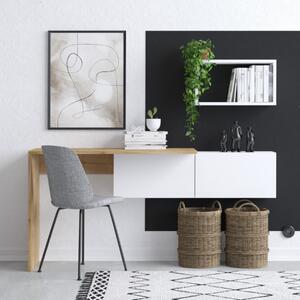 Mobile ingresso moderno scrivania consolle 145cm ante bianco rovere Lavos