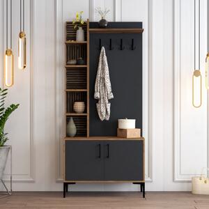 Mobile ingresso moderno design 90xH200 appendiabiti noce antracite Stafford