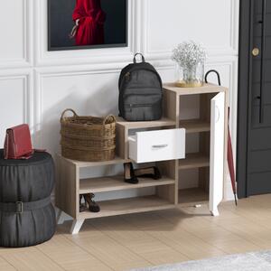 Mobile ingresso moderno ripiani 90xH77 rovere bianco Leroy