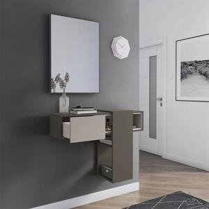 Mobile ingresso sospeso moderno specchio 100xH185 grigio beige cashmere Elora