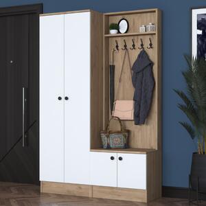 Mobile ingresso moderno design 120xH183 appendiabiti bianco noce Bolton