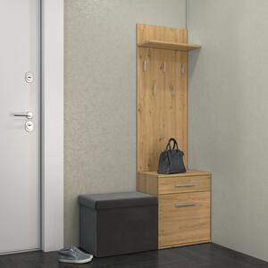 Mobile ingresso moderno 50xH181 cm appendiabiti rovere oldwook Helena