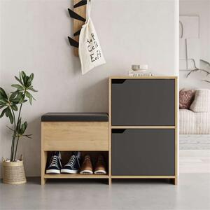 Mobile ingresso moderno scarpiera contenitore 101xH80 cm rovere antracite Luke