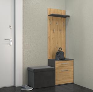 Mobile ingresso moderno 50xH181 cm appendiabiti quercia antracite Helena